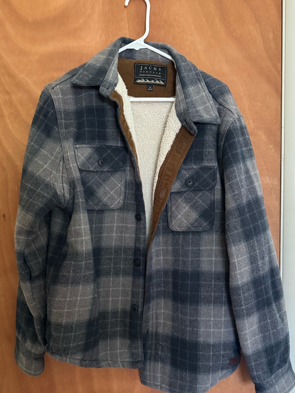 JACHS New York Men’s Sherpa-Lined Plaid Shirt Jacket | Gray Flannel Shacket